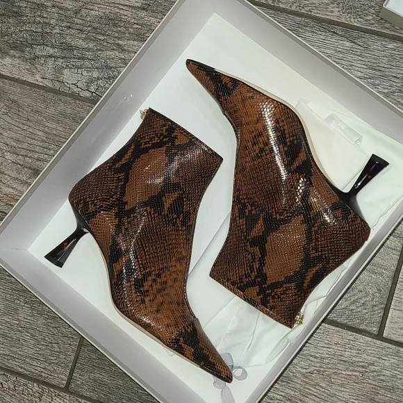 JIMMY CHOO Kix 65 Cuoio Snake Print Pointed Toe Leather Boots Size 36.5 ITALY - Picture 14 of 17